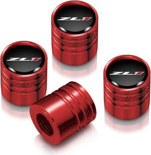 Chevrolet Camaro ZL1 Logo in Black on Red Aluminum Cylinder-Style Tire Valve Stem Caps