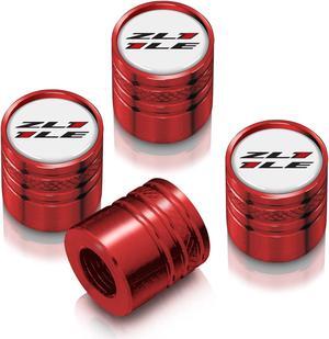 Chevrolet Camaro ZL1-1LE Logo in White on Red Aluminum Cylinder-Style Tire Valve Stem Caps