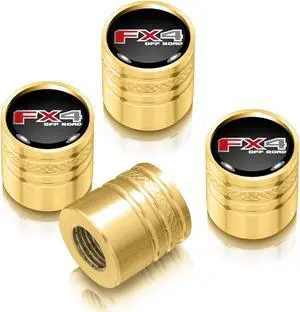 Ford F-150 FX4 Off Road in Black on Golden Aluminum Cylinder-Style Tire Valve Stem Caps