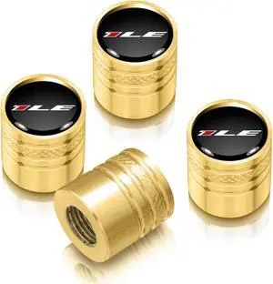 Chevrolet Camaro 1LE Logo in Black on Golden Aluminum Cylinder-Style Tire Valve Stem Caps