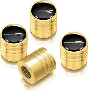 Chevrolet Corvette C7 Stingray Logo in Black on Golden Aluminum Cylinder-Style Tire Valve Stem Caps