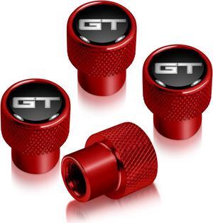 Ford Mustang GT Logo in Black on Red Aluminum Tire Valve Stem Caps