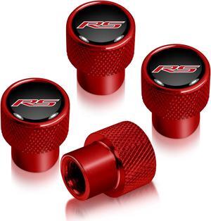 Chevrolet Camaro RS Logo in Black on Red Aluminum Tire Valve Stem Caps