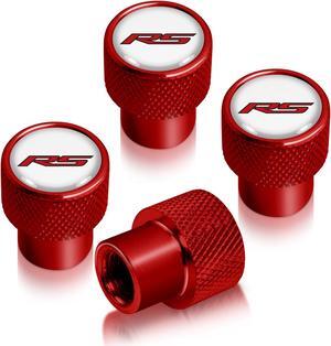 Chevrolet Camaro RS Logo in White on Red Aluminum Tire Valve Stem Caps