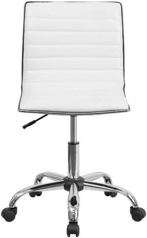 Low Back Designer Armless White Ribbed Swivel Task Office Chair
