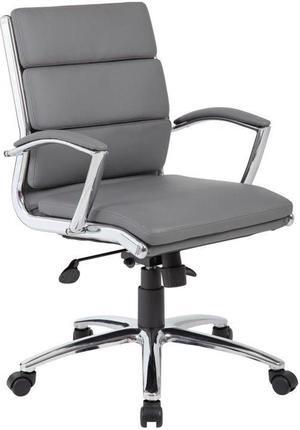 Boss Office CaressoftPlus Executive Mid-Back Chair in Gray