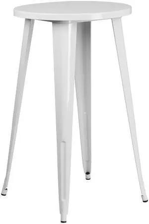 Flash Furniture James Commercial Grade Round Metal Indoor-Outdoor Bar Height Table White (CH5108040WH)