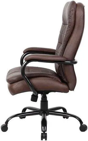 Boss B991-BB Heavy Duty Double Plush LeatherPlus Chair-400 Lbs, 33.5" x 31"x 43", LeatherPlus - Bomber Brown
