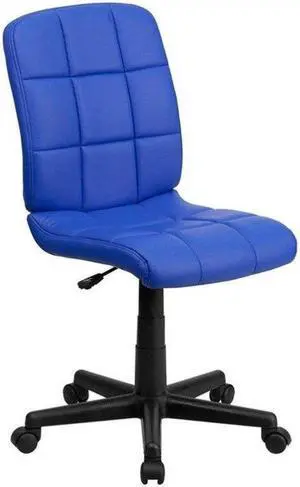 Mid-Back Blue Quilted Vinyl Swivel Task Chair