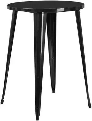 Flash Furniture Philip Commercial Grade Round Metal Indoor-Outdoor Bar Height Table Black (CH5109040BK)