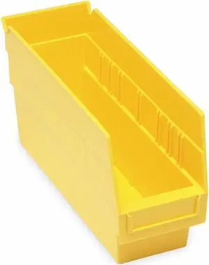 QUANTUM STORAGE SYSTEMS QSB201YL Yellow Shelf Bin, 11-5/8"L x 4-1/8"W x 6"H