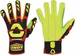 Ironclad Impact Resistant Gloves, Cotton, Polyester Palm Material, Red, 1 PR