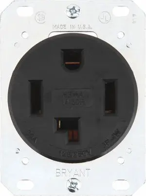 BRYANT 9430FR Straight Blade Receptacle, 14-30R, 30 A, 125/250V AC, 3 Pole, 4