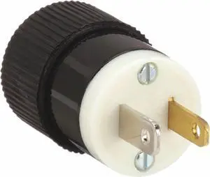BRYANT 9754NS Straight Blade Plug, 1-15P, 15 A, 125V AC, 2 Pole, Screw
