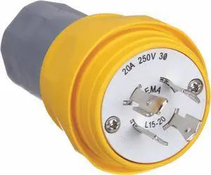 HUBBELL WIRING DEVICE-KELLEMS HBL26W75 Watertight Locking Plug, L15-20P, 20 A,