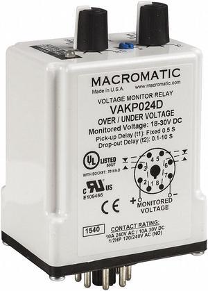 MACROMATIC VAKP024D Voltage Monitor Relay, 24VDC, Plug-In