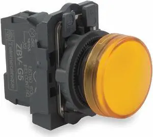 Pilot Light, LED, Yellow, 22mm, 110-120VAC