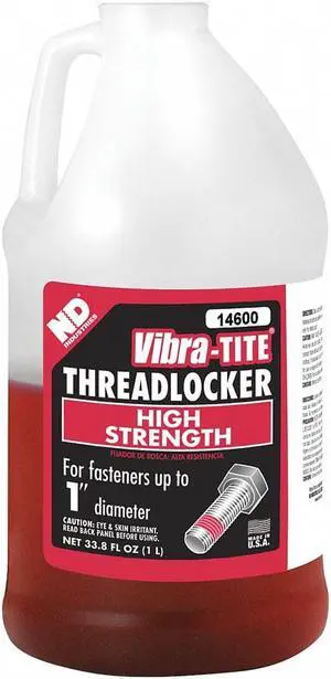 Vibra-tite 146 Series High-Strength Threadlocker, Red Liquid, 1L Bottle 1L 14600