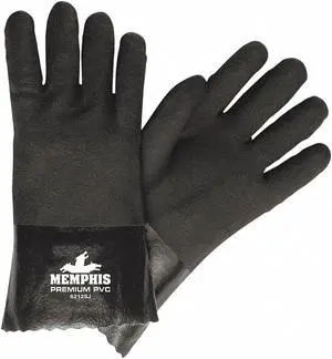 MCR SAFETY 6212SJ Chemical Resistant Gloves, L, 12"L, Jersey, Sandy, 12 pk.
