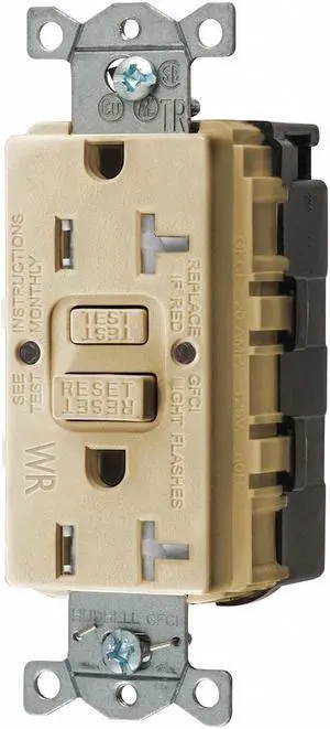 20A Commercial Receptacle, Ivory; Tamper Resistant: Yes