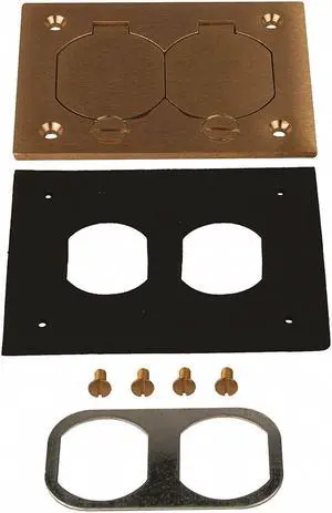 Raco Floor Box Cover, Brass, Shape: Rectangular, 4-5/32" Length, 2-63/64" Width