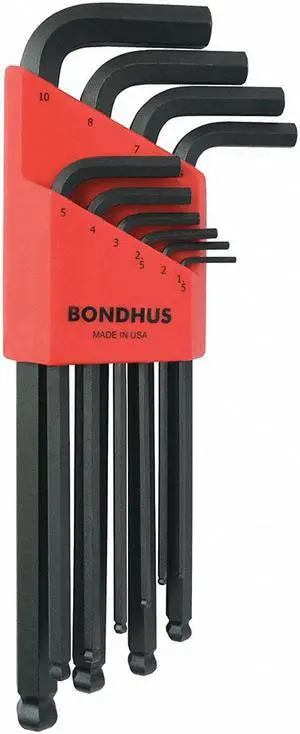 Long L-Shaped Metric ProGuard™ Ball End Hex Key Set, Number of Pieces: 10