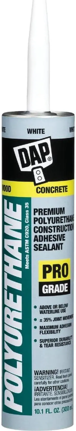 DAP 10.1 Oz. Premium Polyurethane Construction Adhesive Sealant, White 18810