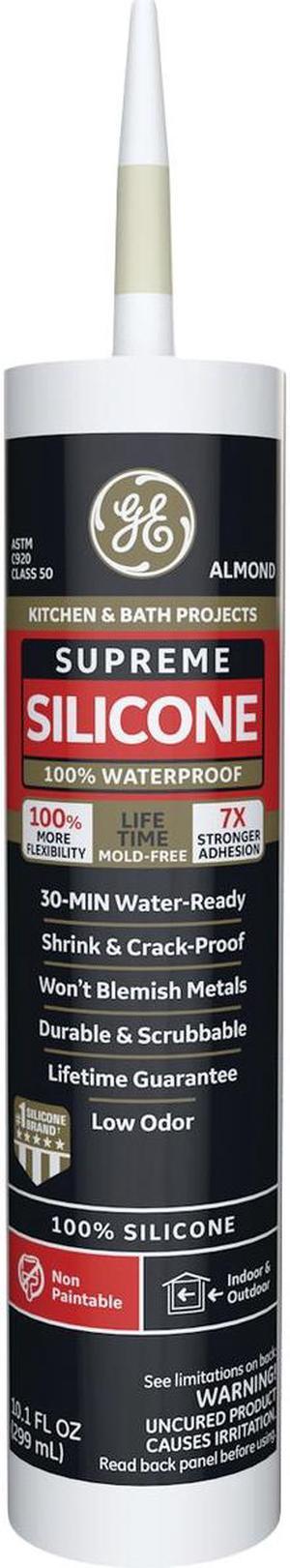 GE Supreme Silicone Kitchen & Bath Sealant, Almond, 10.1oz M90010