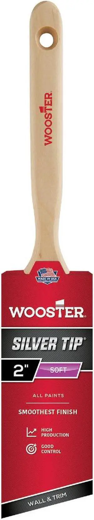 WOOSTER 5221-2 2" Angle Sash Soft, Silver CT Polyester Bristle, Paint Brush,
