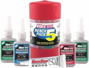 Vibra-tite High-Strength Threadlocker, Red Liquid, 10mL/10mL/10mL/10mL Tube
