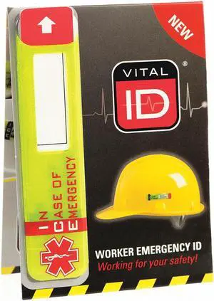 VITAL ID WSID-02 Hard Hat I.D, Yllw, 3/4in.Hx3-1/4in.W, PK25