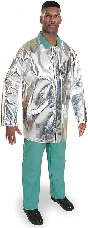 STEEL GRIP ARL 1136-35 Aluminized Jacket, 2XL, 15 oz PFR Rayon, Snaps Closure