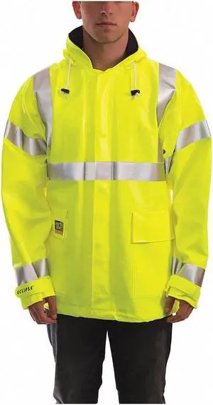 TINGLEY J44122 Eclipse Arc Flash Rain Jacket, Cat 2, Ylw/Green, 3XL