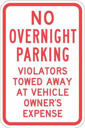 LYLE T1-1055-HI_12x18 No Overnight Parking Sign,18" x 12, T1-1055-HI_12x18