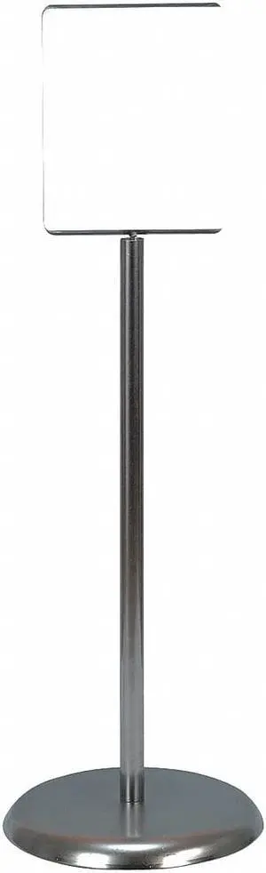 ZORO SELECT UVPSH81 Sign Holder, Ped, 8-1/2x11, Metal, Chrome