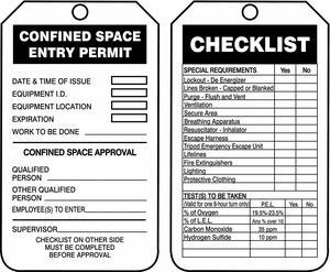 ACCUFORM TCS319CTP Permit Tag, Confined Space, Cardstock, 5 3/4 in H x 3 1/4 in