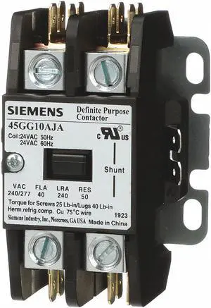 SIEMENS 45GG10AJA DefPurposeMagContactor,24VAC,1P,40A