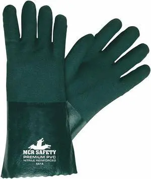 Mcr Safety Chemical Gloves,L,14 in.L,Green,PVC,PK12  6414