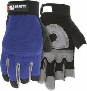 MCR SAFETY 902XL Fingerless Glove, Spandex(R), Synthetic Leather, Hook-and-Loop