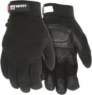 MCR SAFETY 903L Fasguard Synthetic Leather Palm Black,L