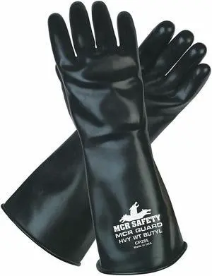 Mcr Safety Chemical Gloves,M,14 in. L,Blk,PR  CP25M