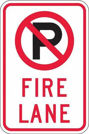 LYLE NPS-006-12HA Fire Lane Sign,18 x 12In,BK and R/WHT