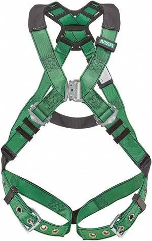 MSA 10197201 Full Body Harness, Vest Style, 2XL, Nylon, Green