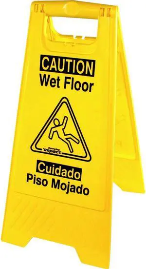 Genuine Joe Graphic Wet Floor Sign Eng/Spanish Yellow 85117