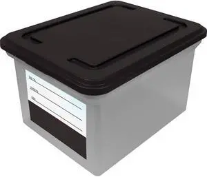 Advantus 55802 File Tote Storage Box with Snap-on Lid Closure  Letter/Legal  Clear/Black