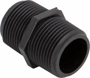 ZORO SELECT NIP100-SH Hex Nipple, Polypropylene, 1", Schedule 80, 300 psi Max