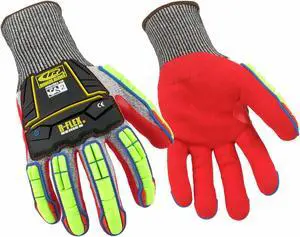 RINGERS GLOVES 065-07 Hi-Vis Cut-Resistant Impact Coated Gloves, Cut Level A4