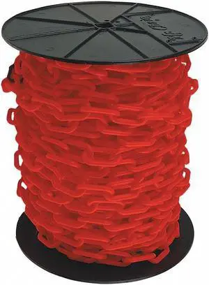 ZORO SELECT 50105 Plastic Chain, Red, 125 ft Length, Gloss