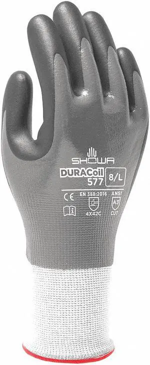 SHOWA 577M-07-V Cut Resistant Coated Gloves, A3 Cut Level, Foam Nitrile, M, 1 PR