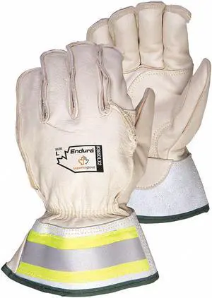 ENDURA 365DLX2-L Leather Gloves, Horsehide, Gauntlet, White, L, 1 PR